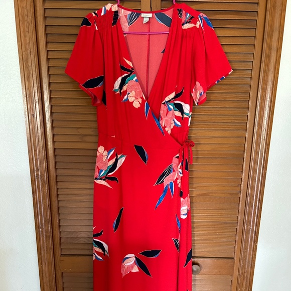 A New Day Red Floral wrap dress - Picture 5 of 7